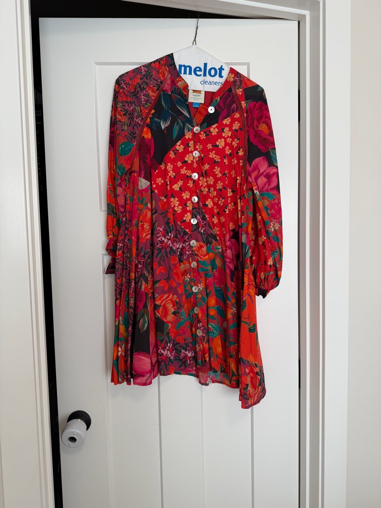 Farm Rio Red Floral Mini Dress With Pink & Green Accents